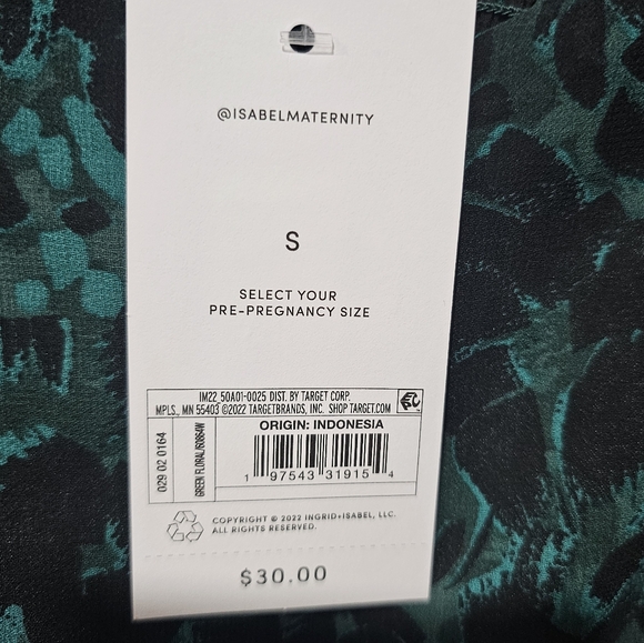 NWT Isabel Maternity Black And Green‎ Lined Chiffon Blouse - Picture 8 of 8